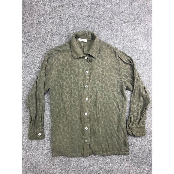 Bryn Walker Blouse Women's S Green Leaf Design Long Sleeve Button Up Collar USA - Picture 1 of 10